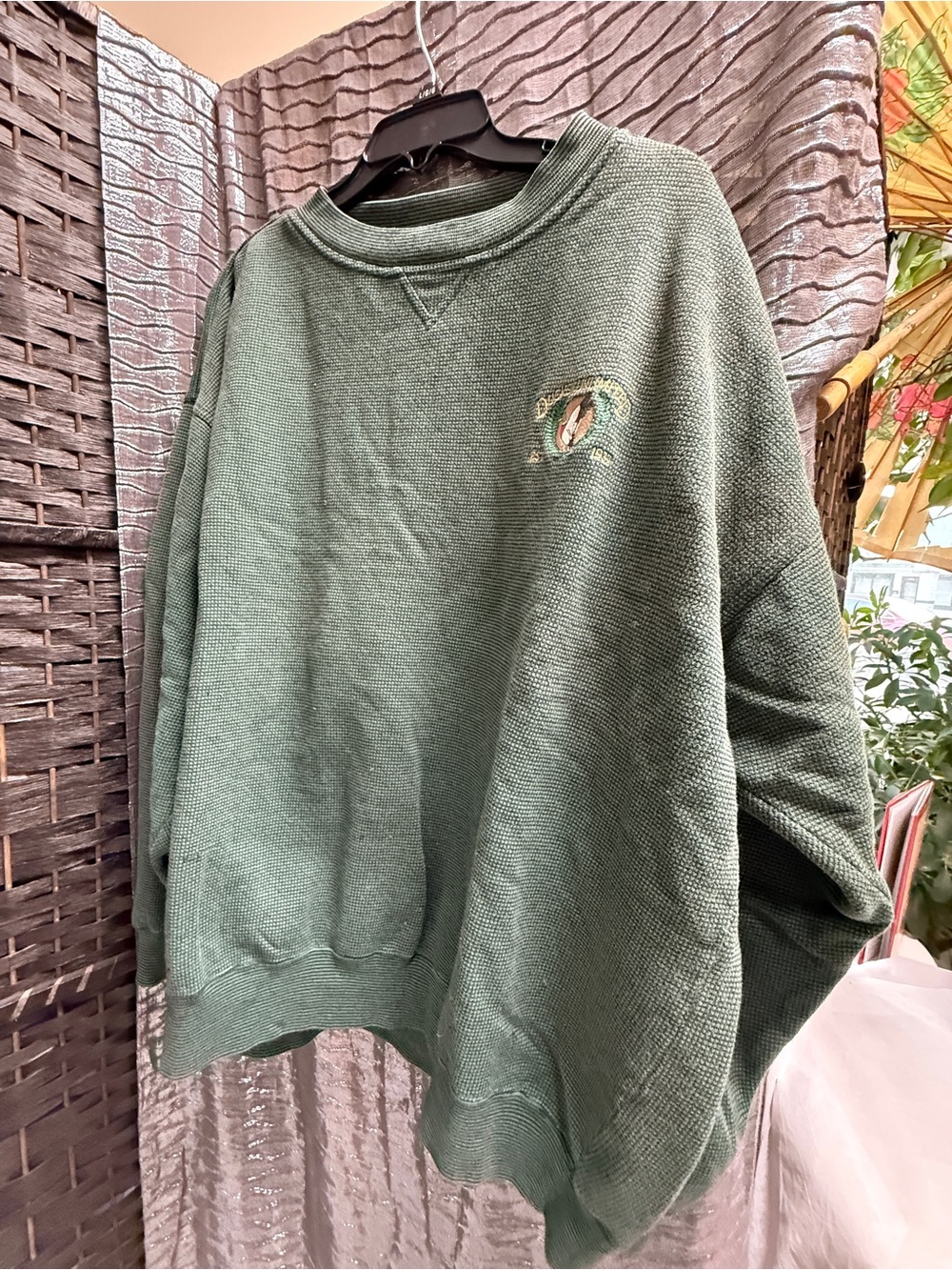 VINTAGE DUCKS UNLIMITED Knit Sweatshirt Green Pullover Crewneck Oversized XL
